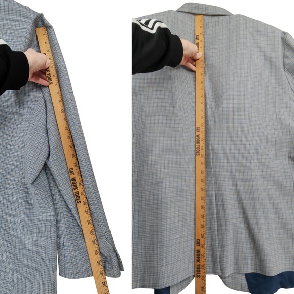 Stafford Sport Coat 56L Mens Blue Glen Plaid Wool Linen Luxury Blazer Big & Tall - Picture 8 of 12